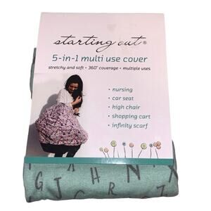 Starting Out 5-in-1 Multi Use Nursing Cover Car Seat Cover Alphabet Print NWT